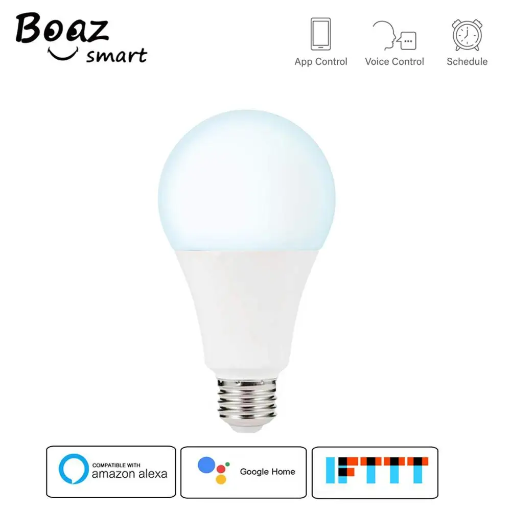 

Smart WiFi E27 Dimmable RGBW Led Bulb Light Voice Control by Alexa Echo Google Home 2.4G WiFi Control by Tuya Smartlife APP