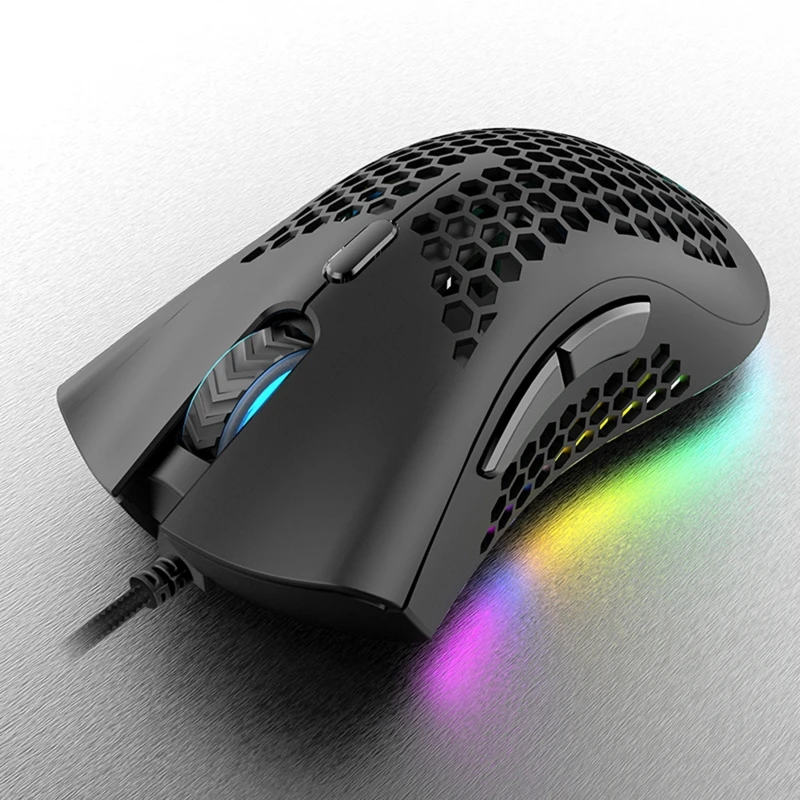 

7200DPI 6 Key Light Weight Hollowed Shell RGB Gaming Mouse E-sports Mice for FPS 62KA