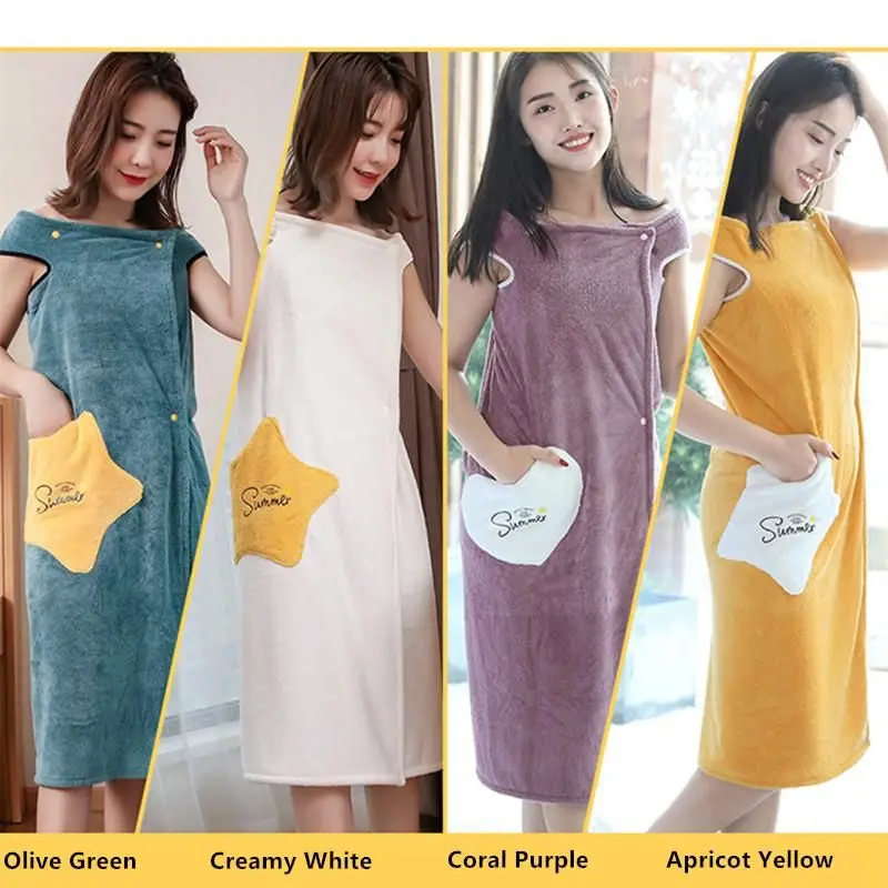 Mintiml Coral Fleece Wearable Bath Towel towel dress set bathroom Robes Bath Wearable Womens Lady Fast Drying Magical Nightwear