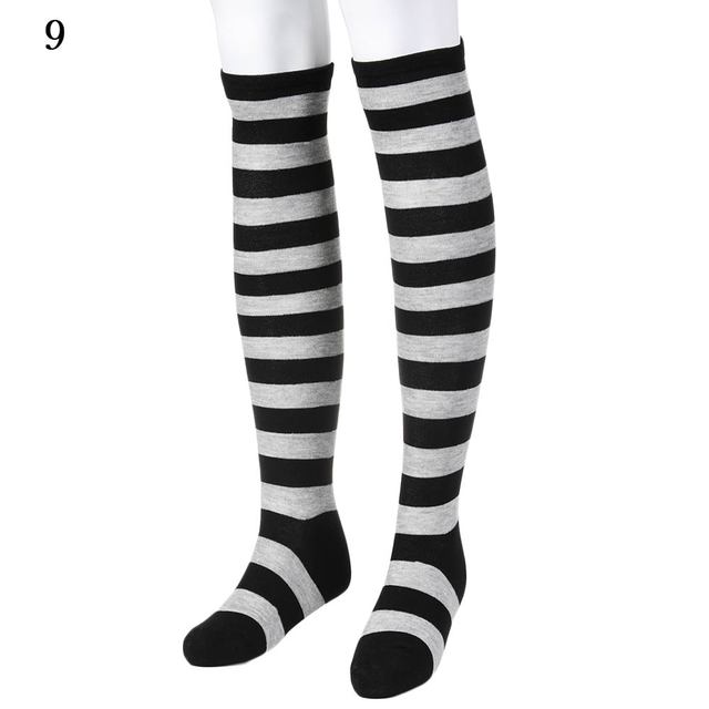 Elastic Over Knee Stripe Stockings Women Warm Fashion Knitted Cotton Cute Long Socks Casual Thigh High 12 Colors