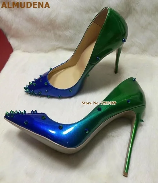 Туфли лодочки женские с заклепками и острым носком 10/12 см|heels pumps|pumps gold12cm stilettos |