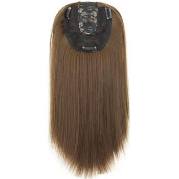 Women Hair Topper Piece Synthetic Hair 3 Clips In one piece Hair Extension long straight High Temperature Fiber 4
