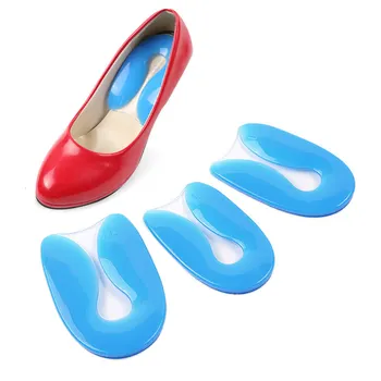 

New arriver 1 Pair Soft Silicone Increase Heel Support Pad Cup Gel Shock Cushion Orthotic Insole Plantar Care Half-height