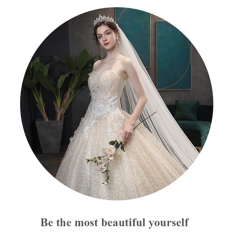 

New Wedding Dress Sexy Strapless Lace Up Ball Gown Plus Size Lace Wedding Dresse Vestido De Noiva Hochzeitskleid