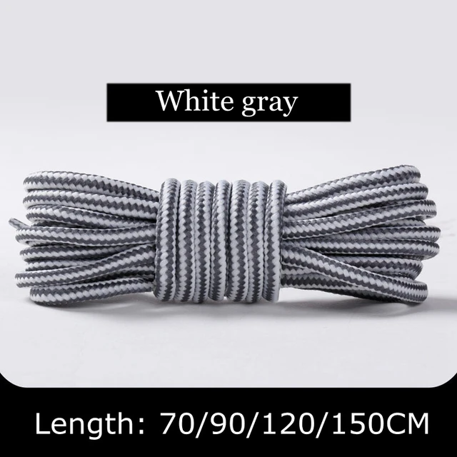 1 Pair Martin Shoes Round Shoe Laces Striped Double Color Fashion Shoelaces Outdoor Hiking And Leisure Sports Shoelace 18 Color White gray