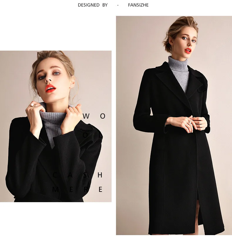 Пальто женское зимнее Женское пальто Высокое качество двухстороннее кашемировое пальто корейское пальто тонкое шерстяное длинное пальто шерстяное пальто размера плюс