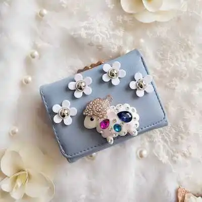 blue colroful sheep Для женщин сумка-клатч держатель для карт компактный кожаный бумажник животных сумка-кошелек для монет Модные женские деньги сумки подарок на день рождения - Цвет: blue colroful sheep