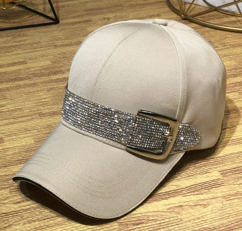 Стразы пояс Snapback шляпа хлопок сплошной цвет кристалл бейсболка модная крутая