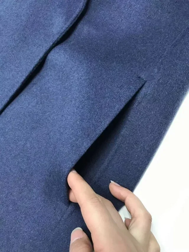 Женское шерстяное пальто Однотонное шерстяное пальто ручной работы средней длины