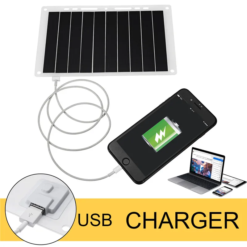 5V 10W Portable Ultra Thin Monocrystalline Silicon USB Solar Panel Charger Outdoor Solar Charging Board