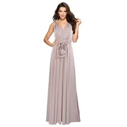 Vestido largo femenino de verano sin mangas, traje Sexy elegante con cuello en V, Color puro, ajustado, para fiesta de noche