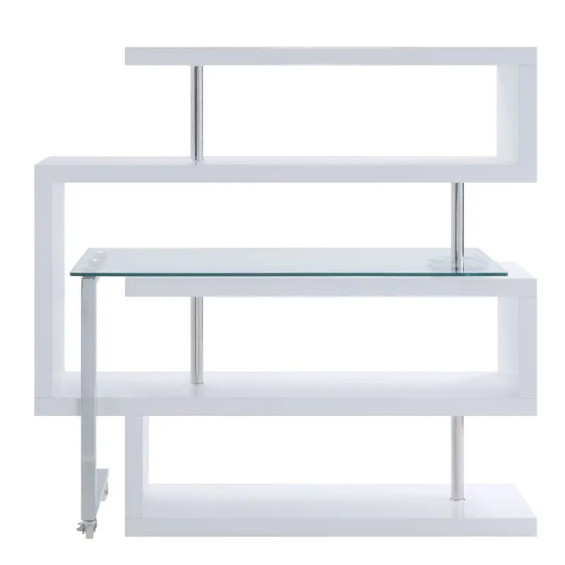 Description Picture 6 of itemRaceloma Writing Desk w/Shelf, Clear Glass, White & Chrome Finish