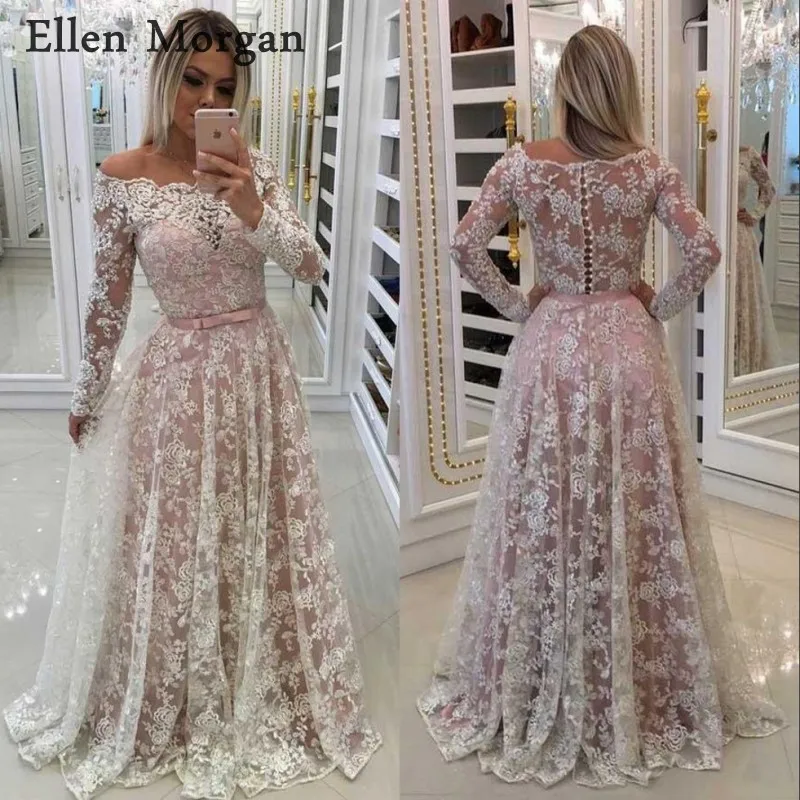 Color as Picture Для пляжа Boho свадебный наряд с открытыми плечами Длинные рукава в пол Дешевое платье невесты Vestido De Noiva - Цвет: Color as Picture