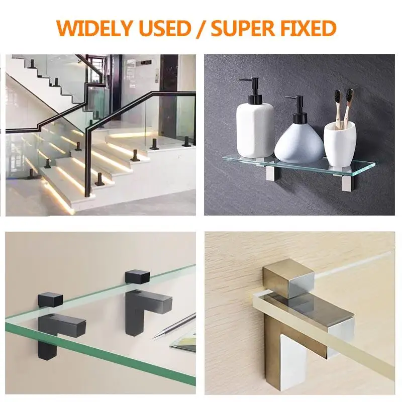 1PCS Glass Clamp Zinc Alloy Adjustable F-type Glass Clip Compartment Board Shelf Holder Support Brackets Clamp For Shelves