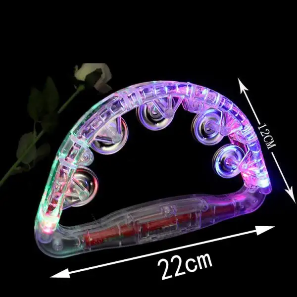 Handbells Led Light Up Flashing Tambourine Shaking Toy Musical Instrument for Fun KTV Party Dancing Wedding