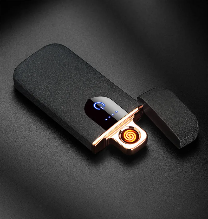 Отпечатков пальцев Touch зарядка через USB зажигалка ветрозащитный творческая личность ультра тонкий металл Электронная зажигалка зажигалки|Аксессуары для сигарет| | АлиЭкспресс
