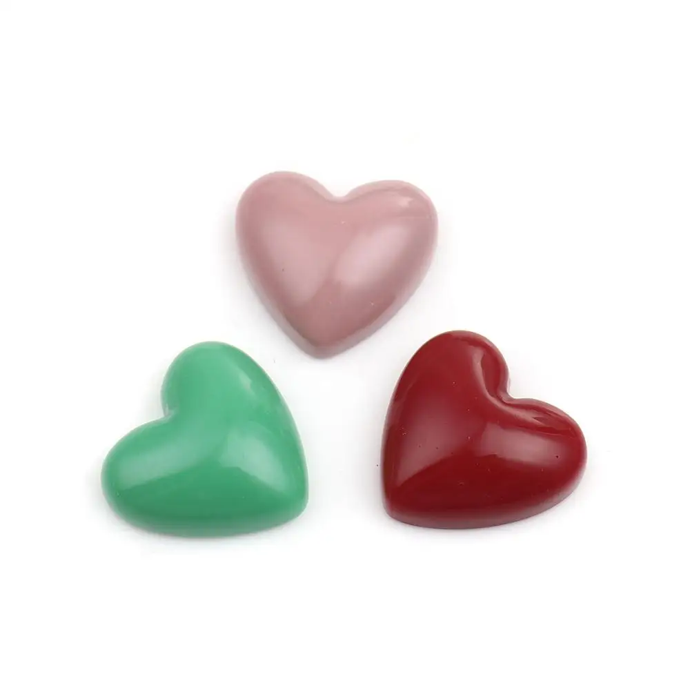 

Doreen Box Fashion Resin Valentine's Day Dome Seals Cabochon Heart Yellow/Green/Wine Red/Pink Sweet DIY Making Jewelry, 10 PCs
