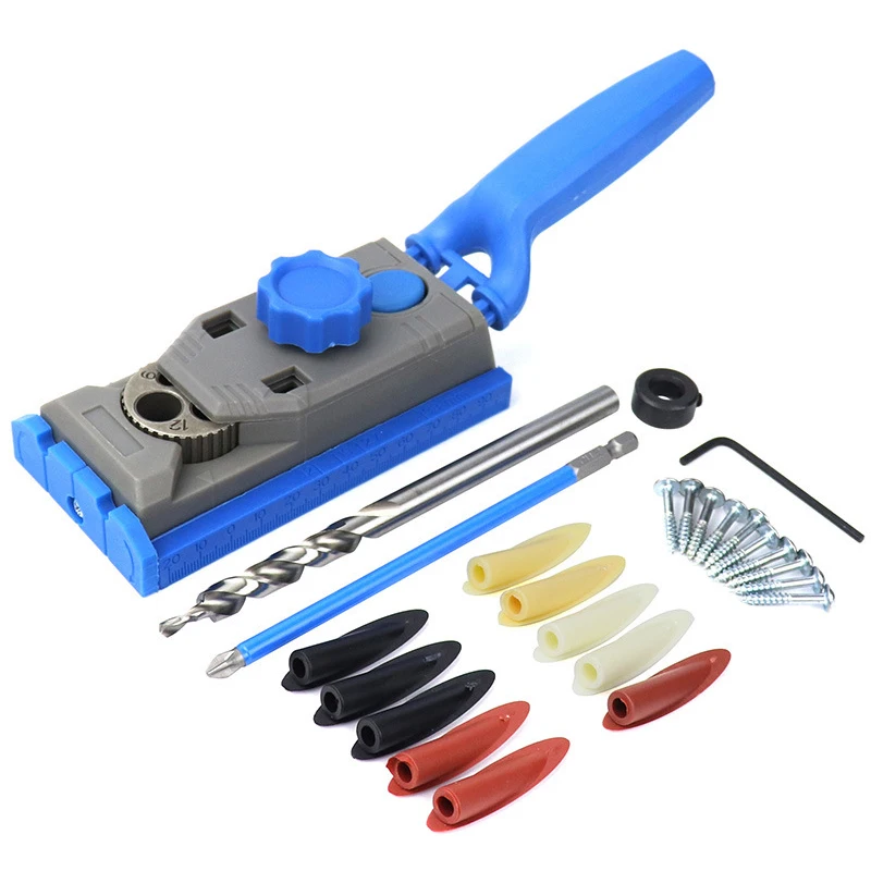 

Wood Doweling Jig Kit & Pocket Hole Jig 6/8/10/12mm Drill Guide With Screws For Hole Puncher Carpentry Woodworking DIY Tools