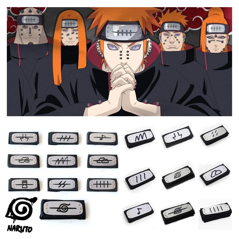 Anime Naruto Akatsuki Pain Uchiha Itachi Cosplay Prop Ninja Symbol Headband Konoha Kakashi ...
