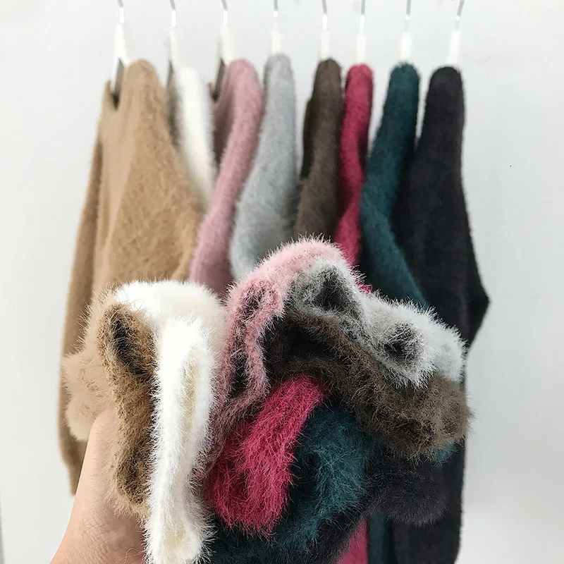 Winter Plush Sweater Men's Warm Fashion Solid Color Casual Knit Sweater Man Sweter Clothes Wild Loose Long-sleeved Pullover Men