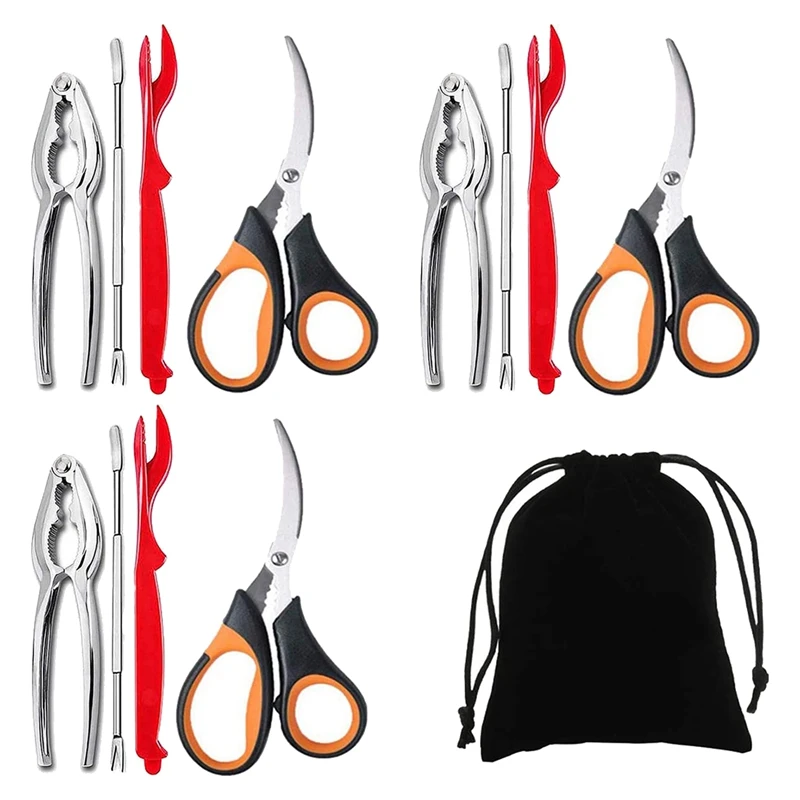 Seafood Tools Set Crab Crackers Lobster Shellers Forks Scissors &amp Nut Cracker | Дом и сад