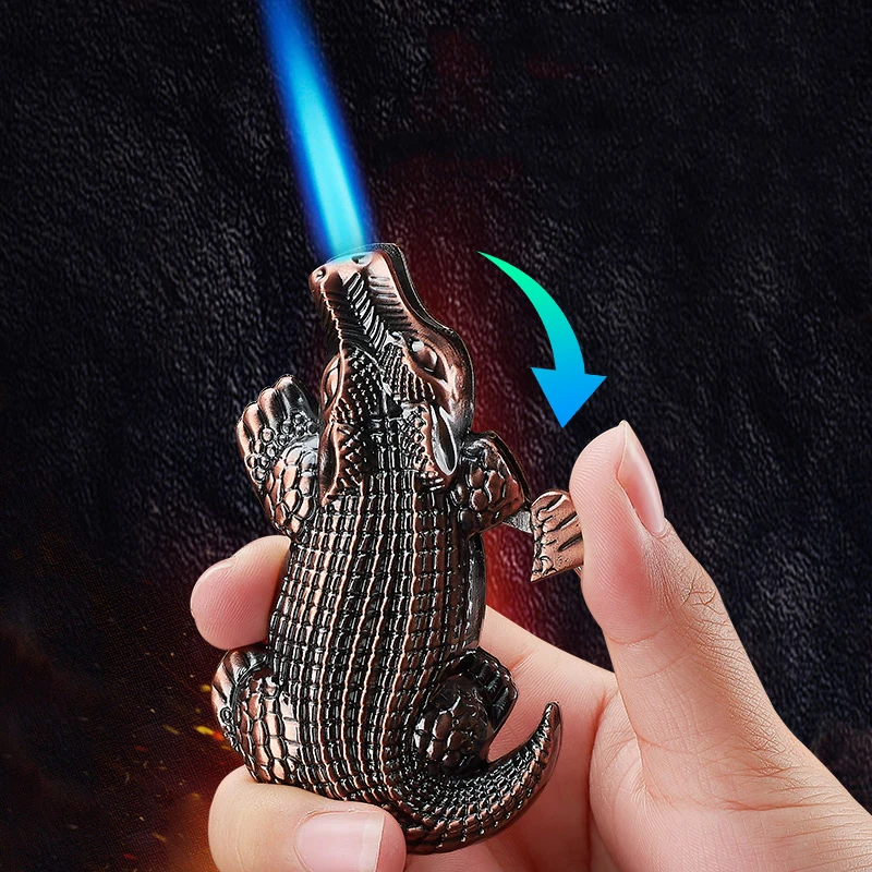 

Unusual Funny Crocodile Jet Gas Lighter Metal Torch Turbo Lighter Butane Flame 1300C Gadgets For Men Smoking Accessories airless