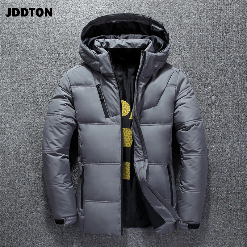 JDDTON, зимняя мужская куртка, теплое плотное пальто, Зимняя Красная Повседневная парка, Мужская теплая верхняя одежда, модная мужская одежда на белом утином пуху JE314