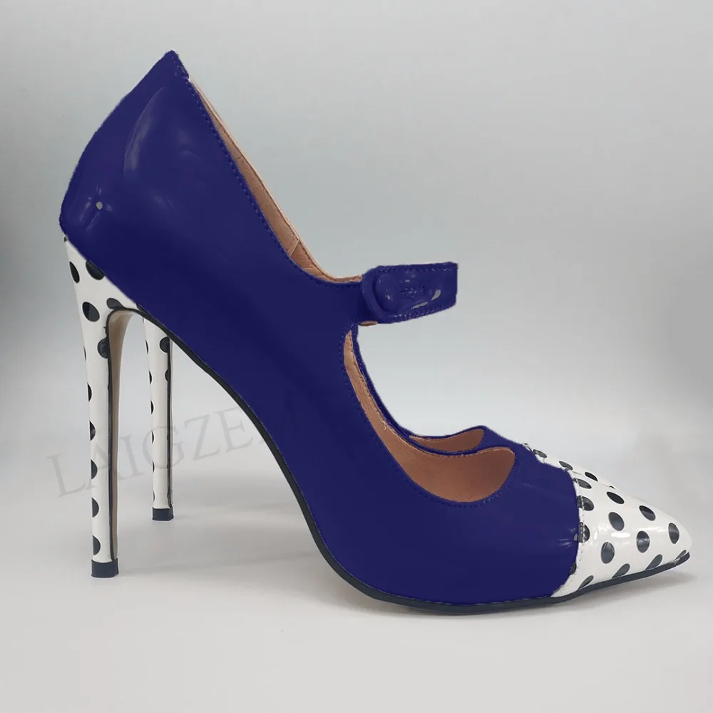 LAIGZEM/ г.; женские туфли-лодочки на шпильке в стиле пэчворк; Туфли Mary Jane на каблуке с острым носком для вечеринок; женские туфли-лодочки; большие размеры 45, 46, 47