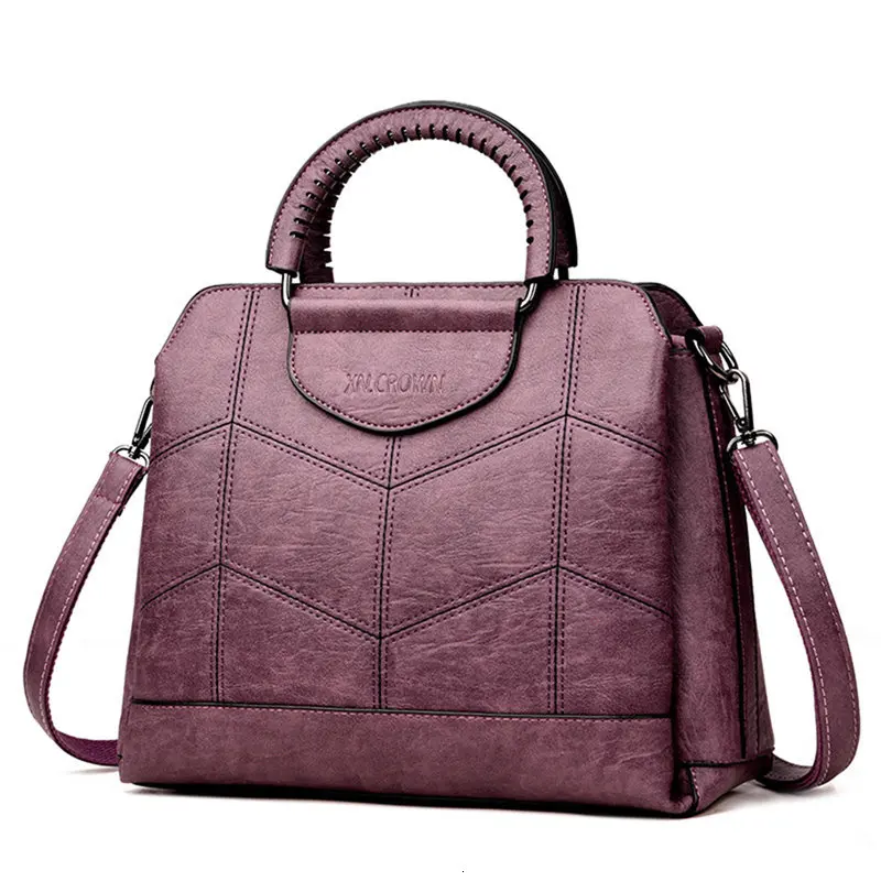 Kajie зимняя женская сумка-тоут кожаные роскошные сумки женские сумки дизайнерские сумки высокого качества сумки через плечо сумки Mujer - Цвет: Purple