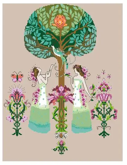 CS-3081 Cross Stitch Kit Tree of Hope Flower Two Fairies Fairy Woman Lady Girl md 109