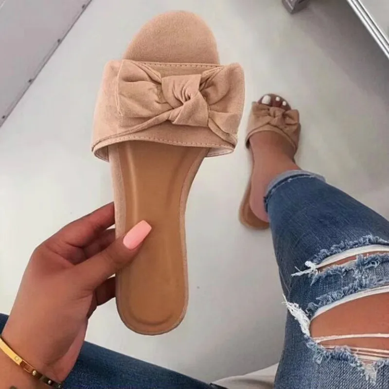 

Beautiful Bow Women's New Summer Slides Beach Shoes Female Outdoor Slippers Fashion Flat Heel Woman Slide Light Comfort Slippers