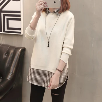 

2020 Korean Style Long Sleeve Knitted Loose Sweater Autumn Winter Feamle Pullover Top Ladies Knitwear Sweaters