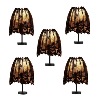 

5Pack Halloween Lamp Shade Cover Decoration, Black Lace Ribbon Spider Web Lampshades Cover Topper Scarf 20 x 60 Inch