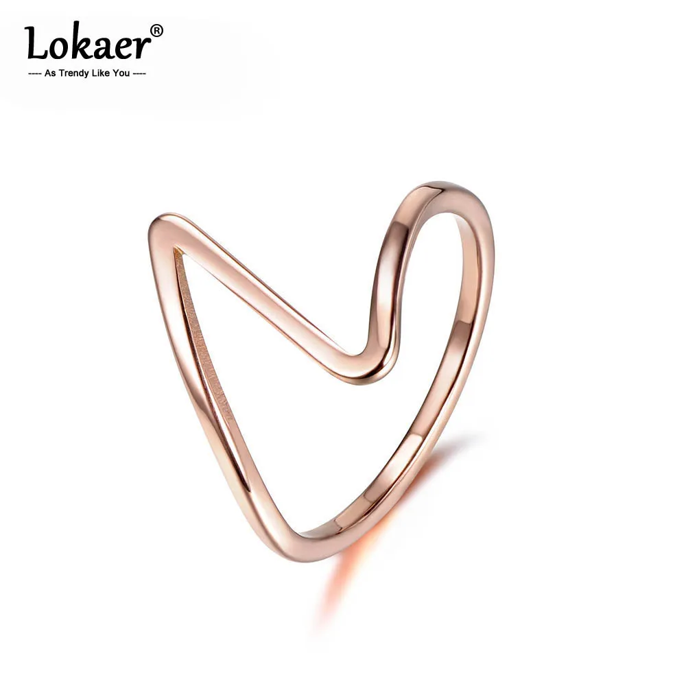 Lokaer розовое золото цвет классический геометрический дизайн палец кольца ювелирные изделия мода кольцо из нержавеющей стали 316L для женщин Подарки R18004