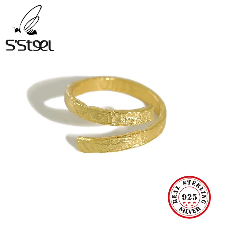 S'STEEL 925 Sterling Silver Ring Statement Gold Rings Anillos Plata Para  Mujer Bijoux Argent Massif Pour Femme Anel Fine Jewelry|Rings| - AliExpress