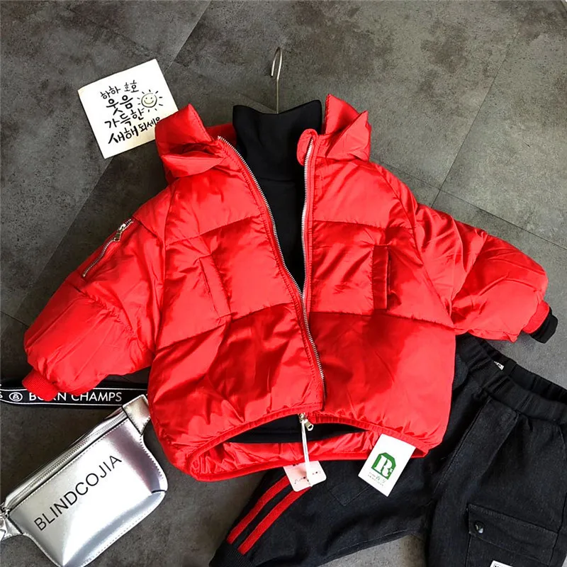 Зимнее пуховое пальто для детей зимняя куртка с капюшоном для мальчиков, пальто новое повседневное плотное однотонное хлопковое пуховое пальто с капюшоном для малышей ростом 90-130 см, z119