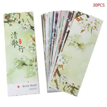 

30pcs Creative Chinese Style Paper Bookmarks Painting Cards Retro Beautiful Boxed Bookmark Commemorative Gifts