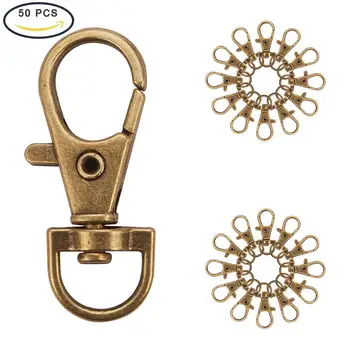 

50Pcs Alloy Swivel Lobster Claw Clasps with Snap Hook Size 35x13mm Hole: 6mm