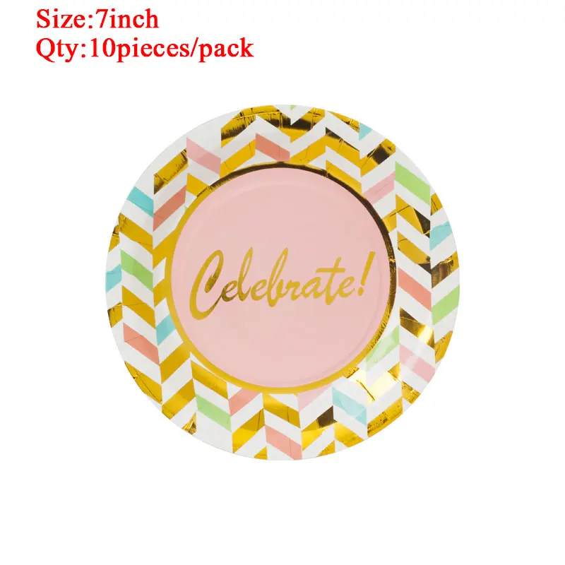 Plate-7inch-10pieces Вечерние одноразовые столовые приборы розового/золотого цвета 30, 40, 50, 60 с днем рождения, аксессуары для взрослых на день рождения 30, 30 лет, вечерние принадлежности - Цвет: Plate-7inch-10pieces