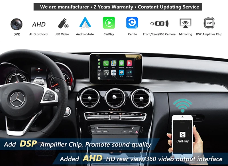 Wireless CarPlay AndroidAuto Smart Module for Benz C Class GLC-1-2