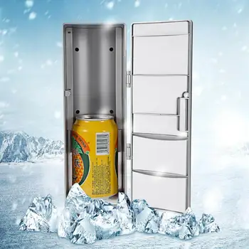 

Mini Portable Refrigerator USB Fridge Freezer Cans Drink Beer Cooler Warmer Refrigerator Icebox for Office Use