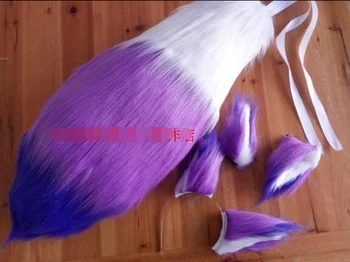 

Hot Game Onmyoji Costume Accessory Headwear Cosplay Prop Accessories White Purple Ears Tail