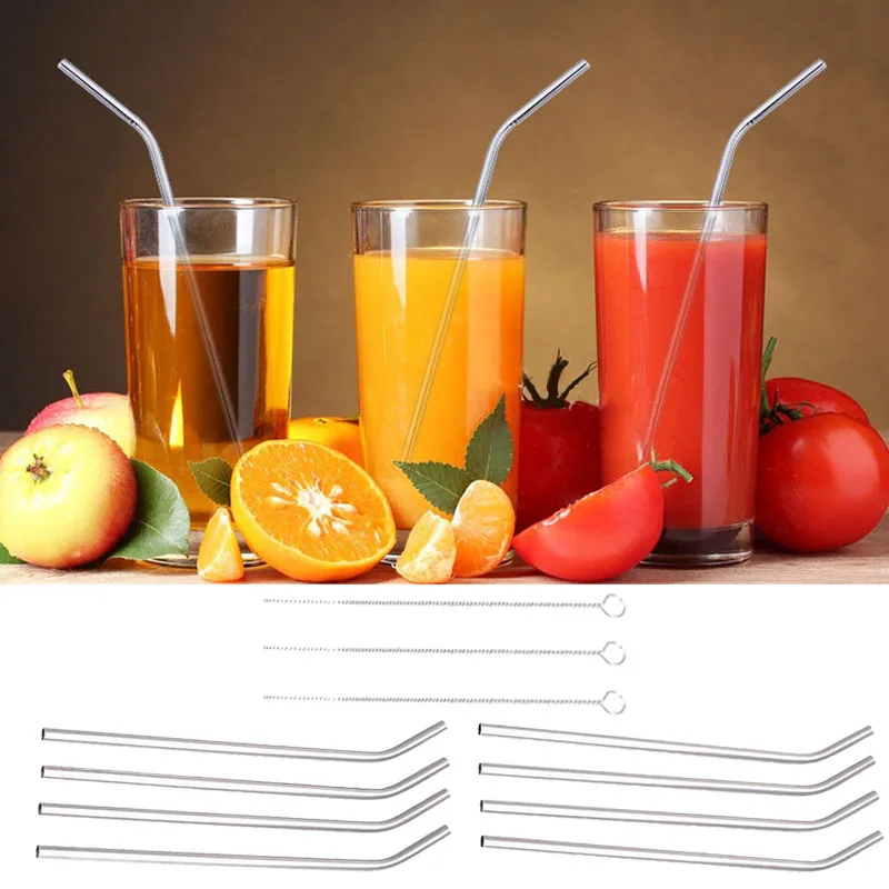 Steel Straws Straws+Brush Reusable Reusable Yetiparts 8pcs 8pcs Dringking Party Cleaner Juice Straw Drinking Durable Metal