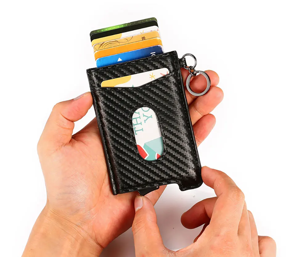 Высокое качество Rfid держатели для кредитных карт мужской кошелек Бизнес-держатель для карт чехол тонкий карман для денег сумка безопасности смарт-кошелек автоматический