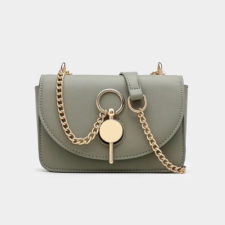 

Saddle Bag Women's 2019 New Style Mini Chain Bag Textured Semicircle Bag Shoulder Oblique Bag