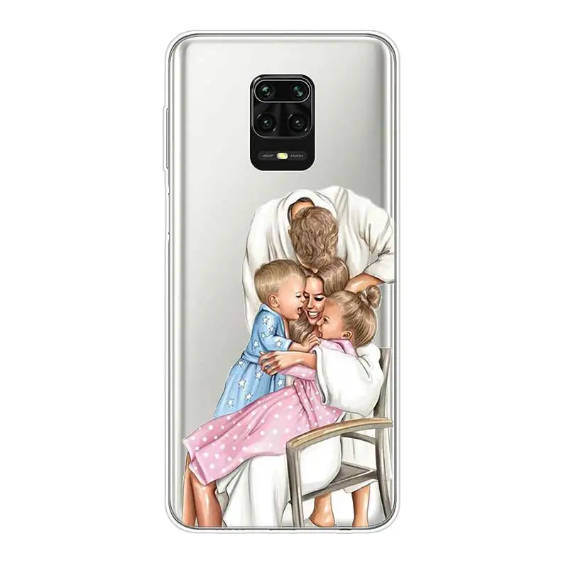 Family Mom Baby Dad Silicone Cover For Xiaomi Redmi Note 10 10S 9 9S Pro Max 9T 8T 8 7 6 5 Pro 5A 4X 4 Phone Case