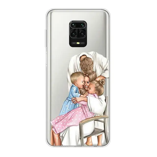 Family Mom Baby Dad Silicone Cover For Xiaomi Redmi Note 10 10S 9 9S Pro Max 9T 8T 8 7 6 5 Pro 5A 4X 4 Phone Case Style 02