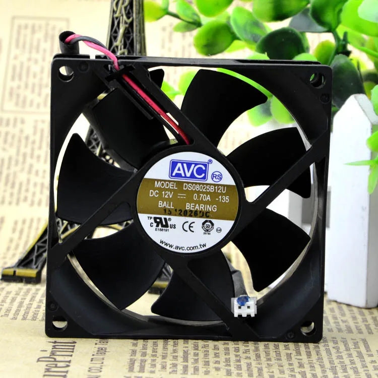 Для AVC 8 см 8025 12 В 0.70A DS08025B12U двойной шар 2 линии Вентилятор охлаждения