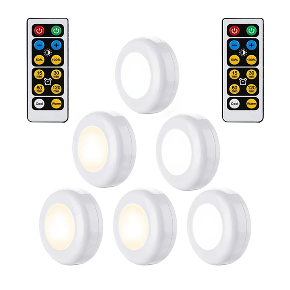 

Remote Control Touch Sensor LED Under Cabinets lights Warm white/White LED Puck Lights For Kitchen Close Wardrobe Stair Hallway
