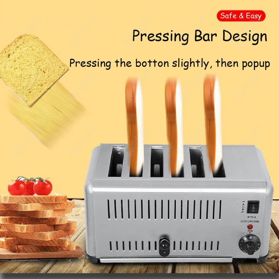 ETS4/ETS6 электрический тостер 4-slice/6-slice хлебный сэндвич-чайник всплывающий тостер коммерческий/бытовой Широкий разъем миниатюрный тостер
